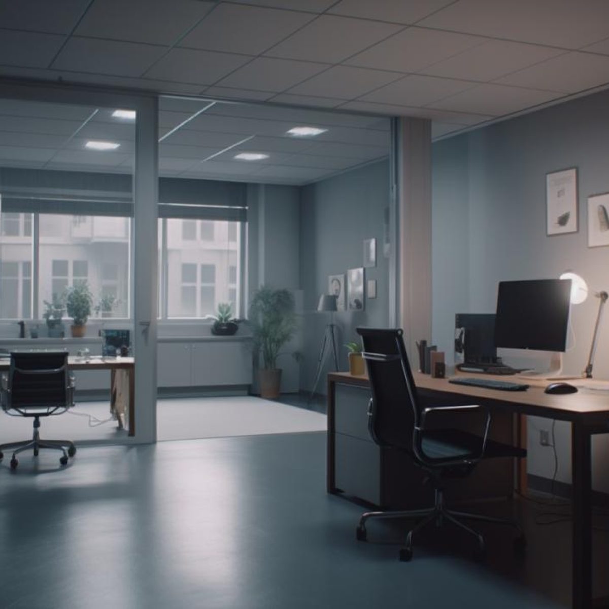 Aménagement bureau Saint-Étienne avec cloison vitrée et mobilier contemporain