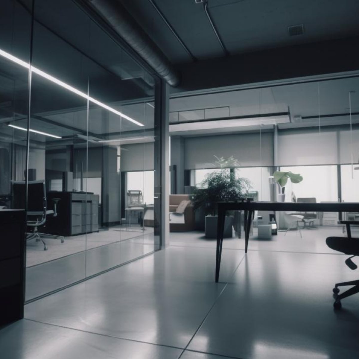 Aménagement de bureaux à Lyon avec cloison en verre et design industriel