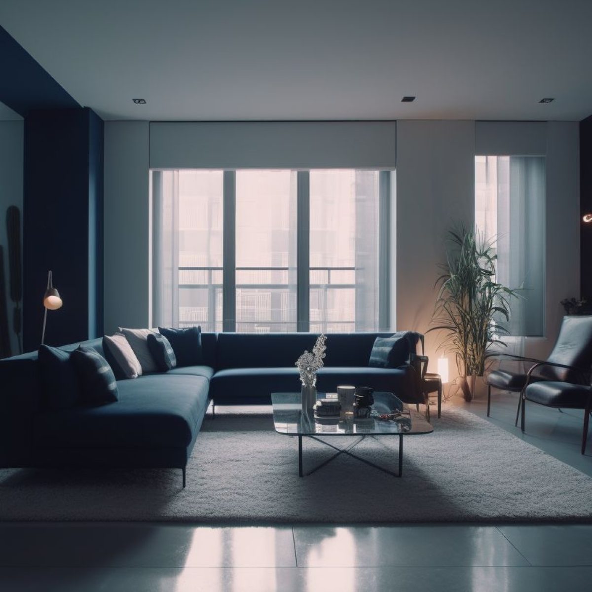 Appartement rénové à Lyon 7 avec design épuré, salon moderne et mobilier haut de gamme réalisé par BS Multitravaux.