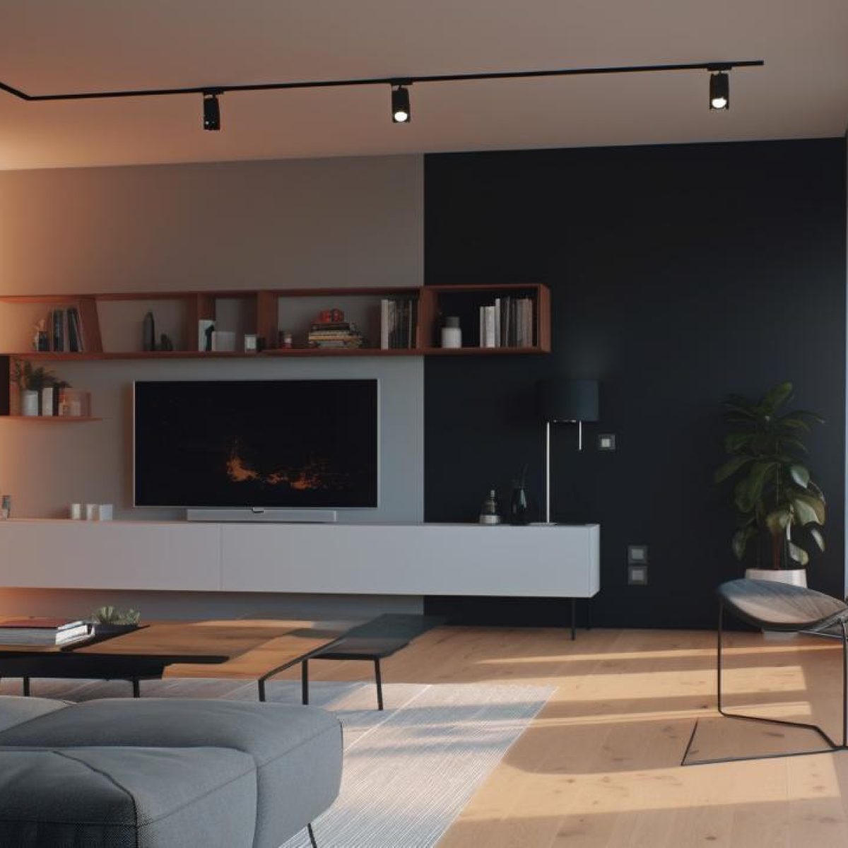 Rénovation appartement Saint-Étienne avec salon contemporain et mobilier design