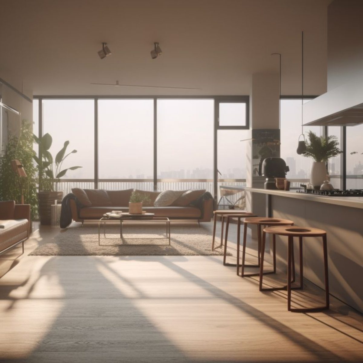 Rénovation appartement Valence – grande pièce de vie avec cuisine ouverte moderne et salon lumineux