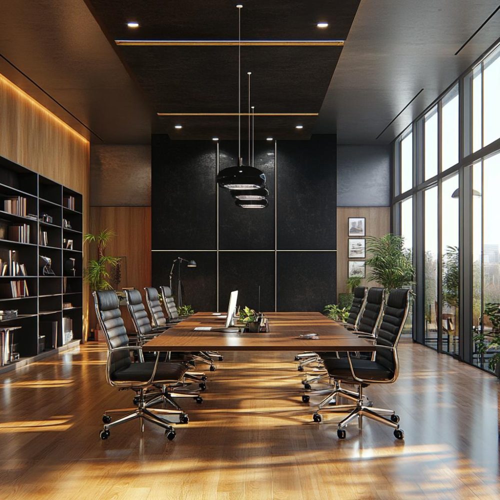 Rénovation d’un bureau d’entreprise à Lyon avec salle de réunion design, mobilier ergonomique et lumière naturelle