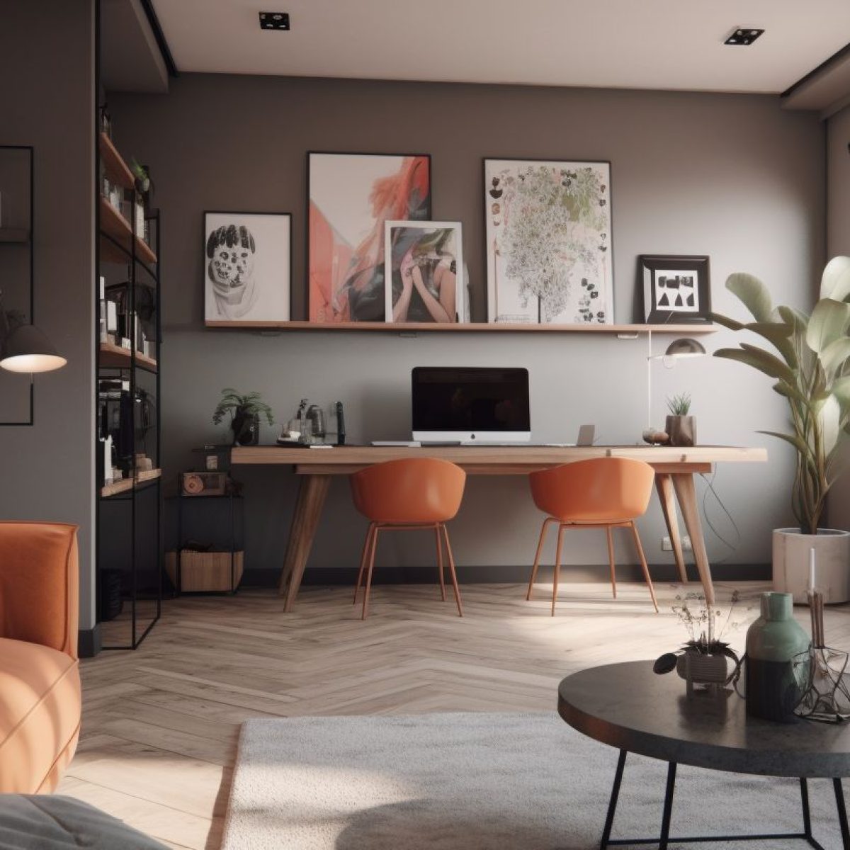 Rénovation d’un appartement lumineux à Lyon 9 avec espace de travail intégré et décoration contemporaine.