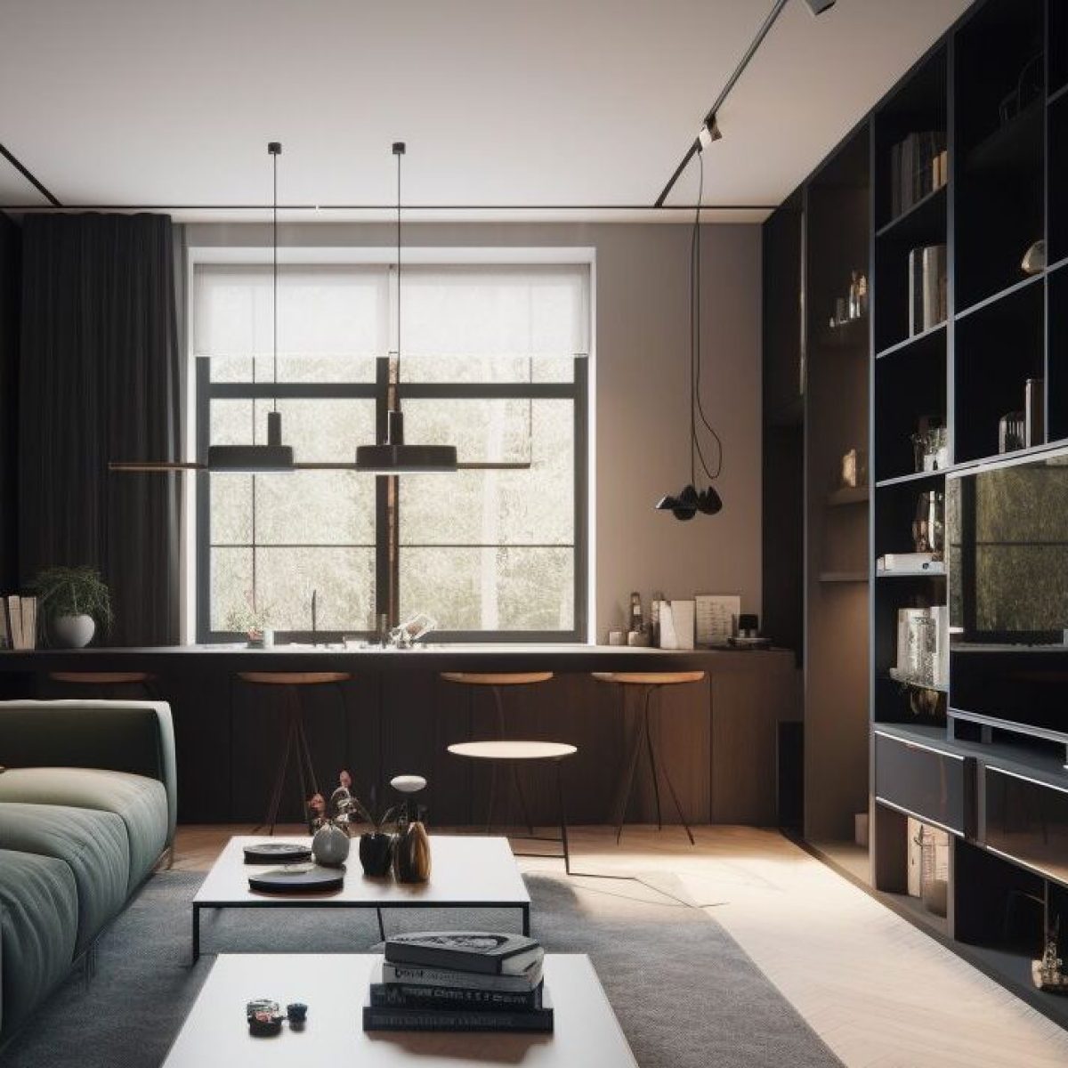 Rénovation d’un appartement moderne à Lyon 9 avec cuisine ouverte, mobilier sur mesure et ambiance chaleureuse.