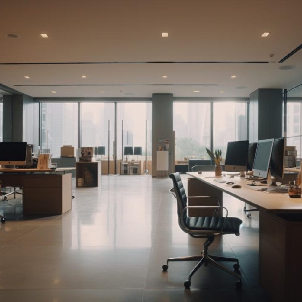 Open space rénové avec cloisons vitrées, mobilier moderne et éclairage naturel dans un bureau à Lyon