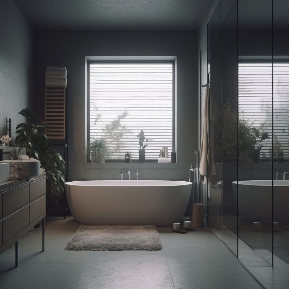 Salle de bain contemporaine rénovée à Valence avec baignoire centrale et lumière naturelle - BS Multi Travaux