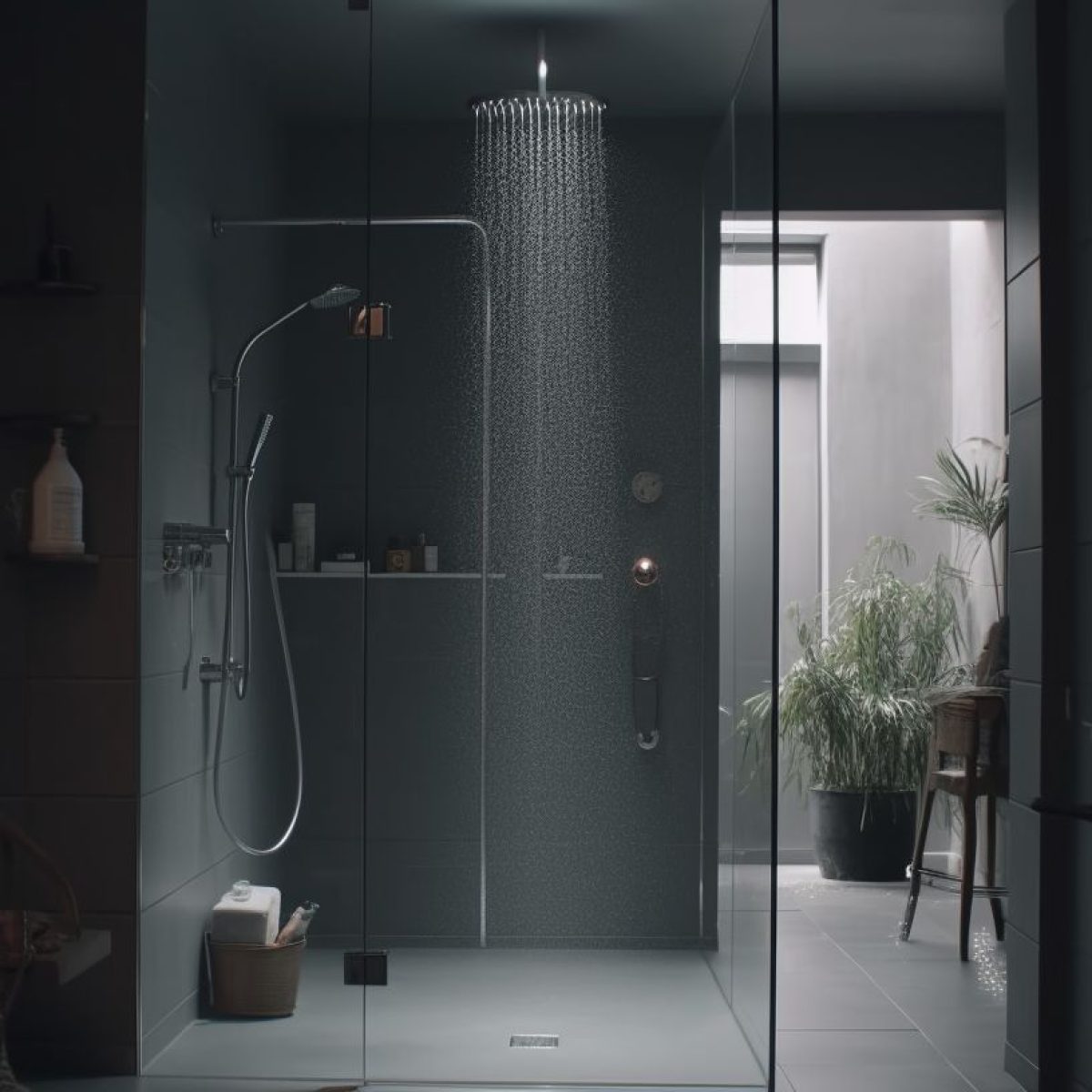 Rénovation salle de bain Lyon avec douche italienne moderne et parois vitrées